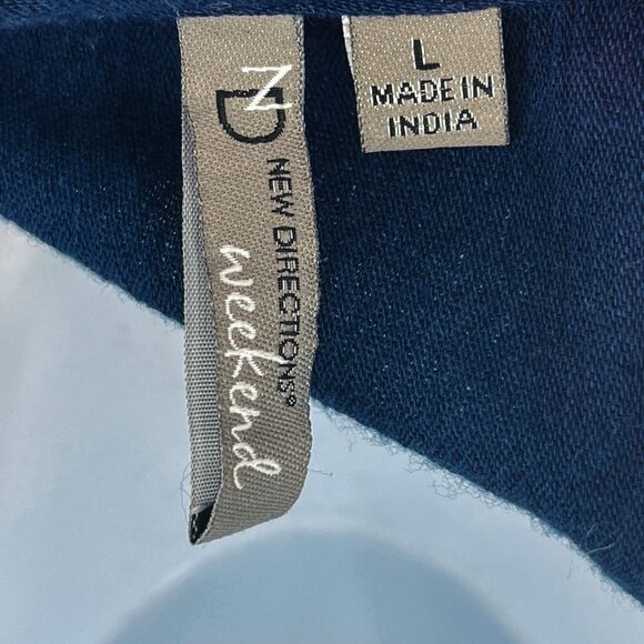 Lace Flutter Peasant Ruffle Sleeve Blue White Blouse Top Tunic New Directions - Picture 6 of 7